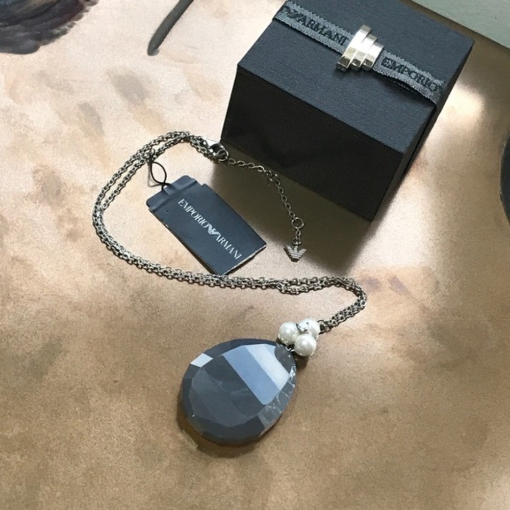 GIORGIO ARMANI Sterling Silver Pearl Necklace NEW!